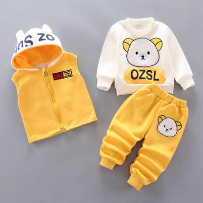 Ensemble pantalon à capuche et ours en flanelle d'hiver pour enfants