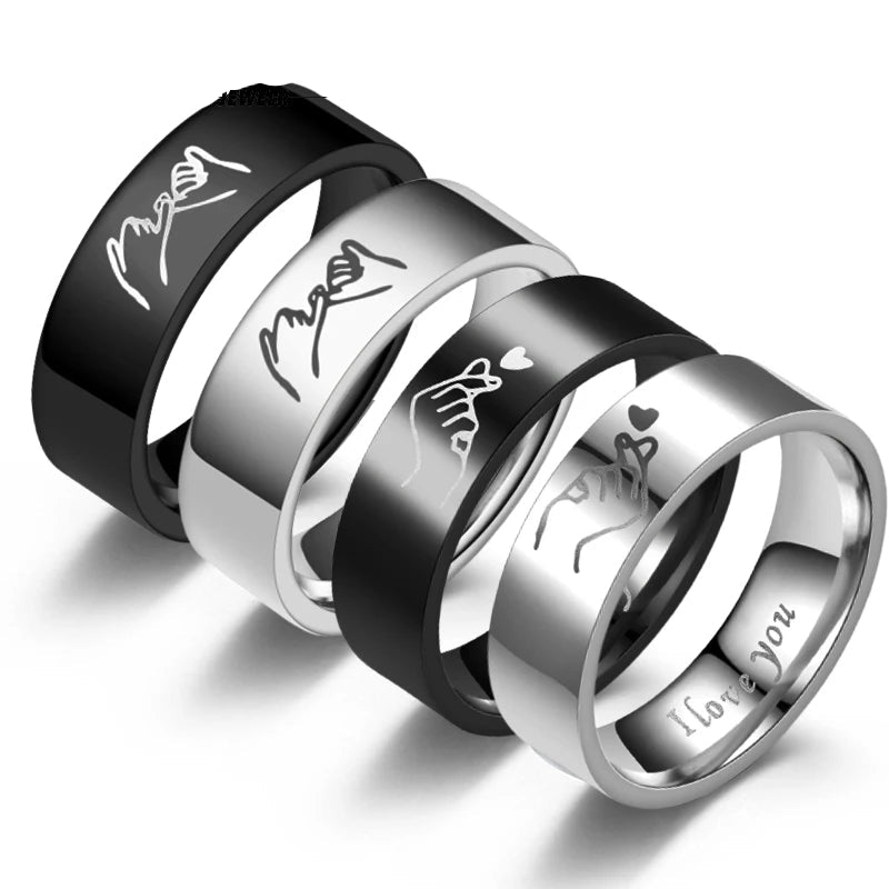 Heart-Shaped Romantic Anniversary Couple Rings