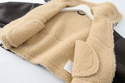 Vestes courtes en fausse fourrure d'agneau épaisse et chaude pour femmes