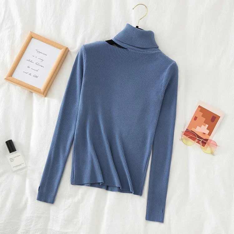 Lace Ruffle Turtleneck Sweater for Women's