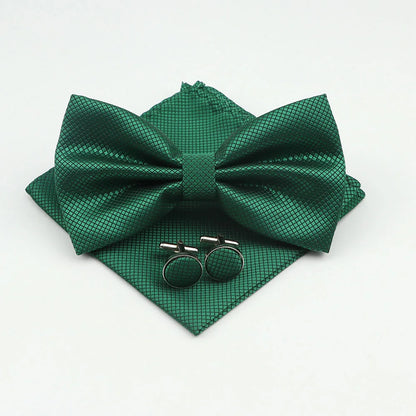 Men's Formal Pocket Square Cufflinks Polyester Bowtie