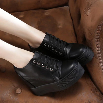 Women's Casual High-Top Platform Sneakers with Hidden Heels