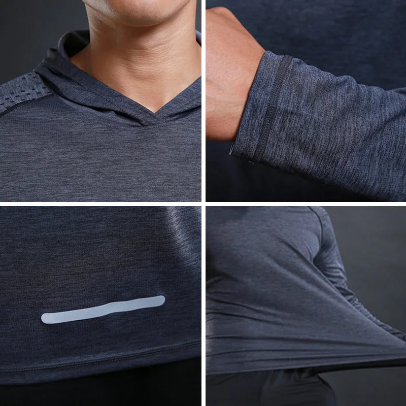 Sweat à capuche de compression d'automne - Pull de jogging sportif ajusté