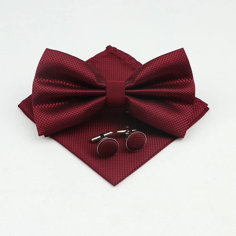 Men's Formal Pocket Square Cufflinks Polyester Bowtie