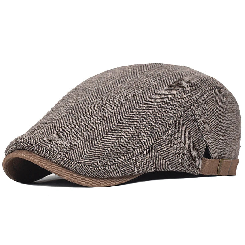 Chapeau plat d'hiver en laine vintage pour hommes