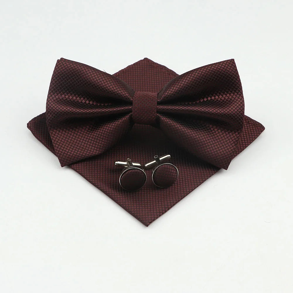Men's Formal Pocket Square Cufflinks Polyester Bowtie