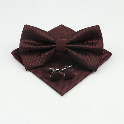 Men's Formal Pocket Square Cufflinks Polyester Bowtie