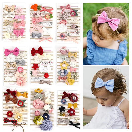 10Pcs/Set Flower Baby Headbands Elastic Nylon Hairbands
