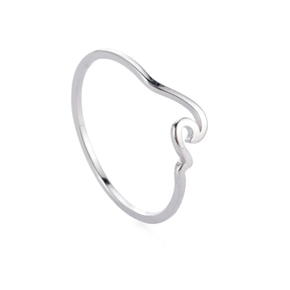 Stainless Steel Wave Couple Ring – Minimalist Matching His and Hers Wedding Bands