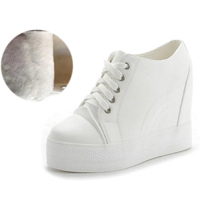 Women's Casual High-Top Platform Sneakers with Hidden Heels