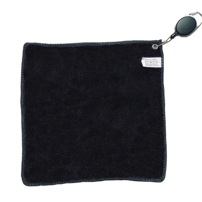 Schwarzes Golfhandtuch aus Baumwolle mit ausziehbarem Haken