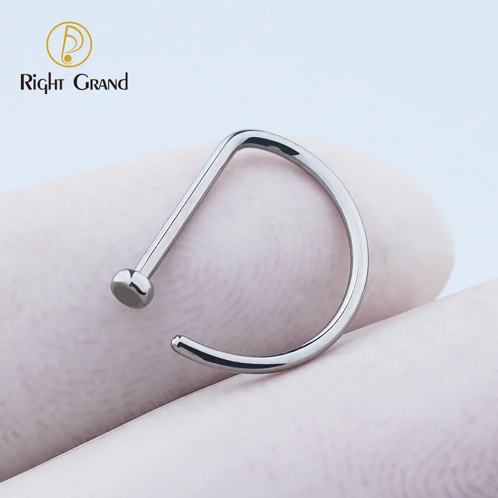 5PCS 20G Titanium Open D Shape Nose Ring Hoop