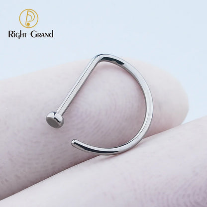 5PCS 20G Titanium Open D Shape Nose Ring Hoop