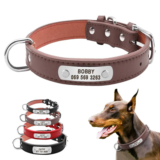 Collier pour chien personnalisé - Colliers d’identification pour animaux de compagnie rembourrés en cuir