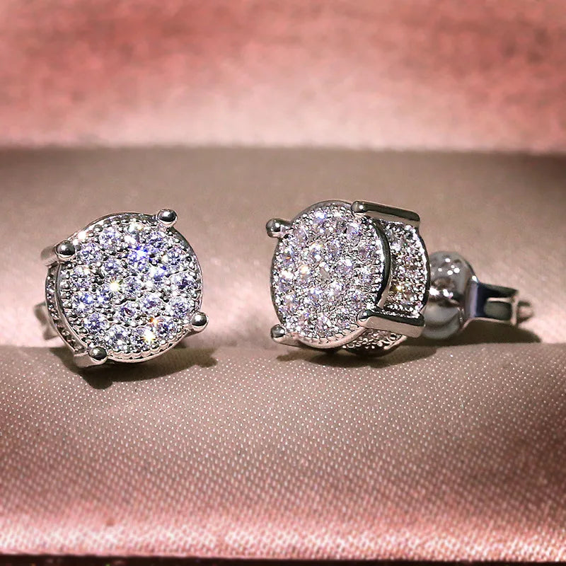 Women's Luxury Round Wedding Crystal Stud Earrings
