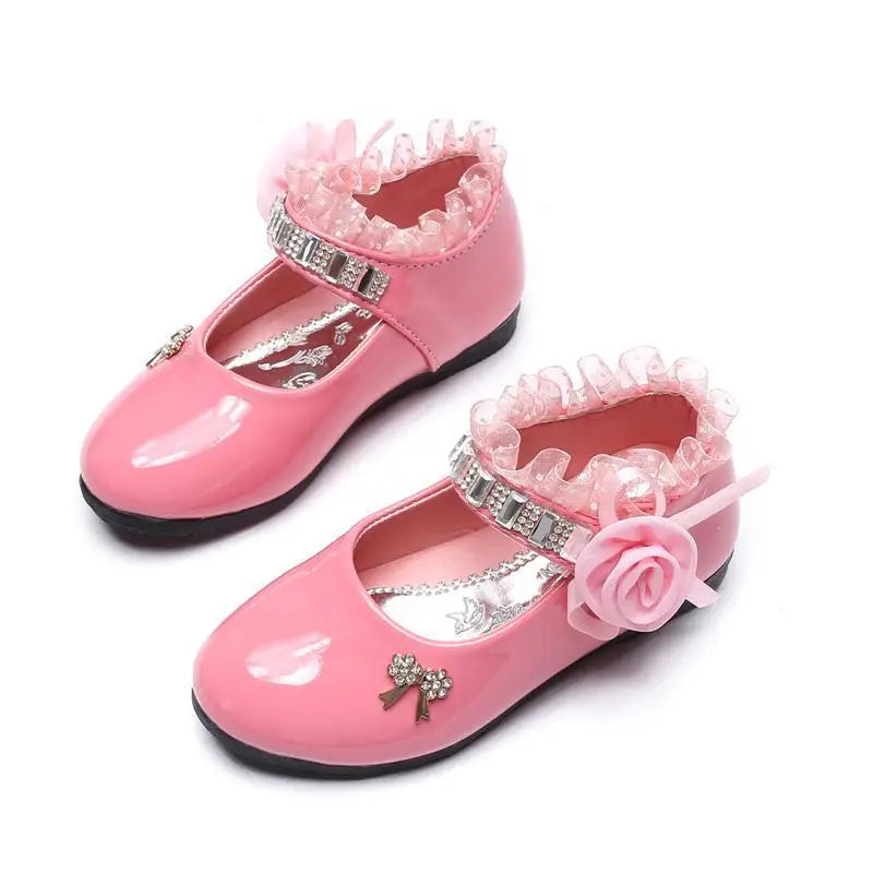 Frühlings-Herbst-Prinzessin-Schuhe aus PU-Leder mit Spitze