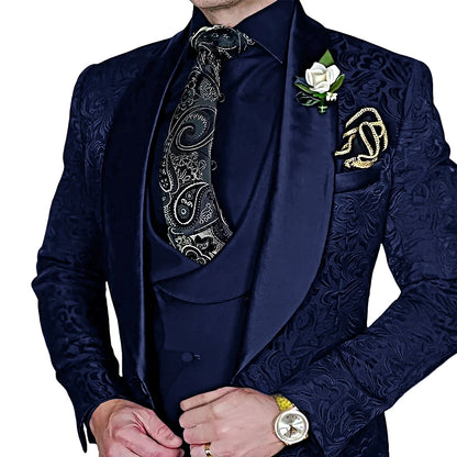 High-Quality Jacquard Men's 3-Piece Suit Set
