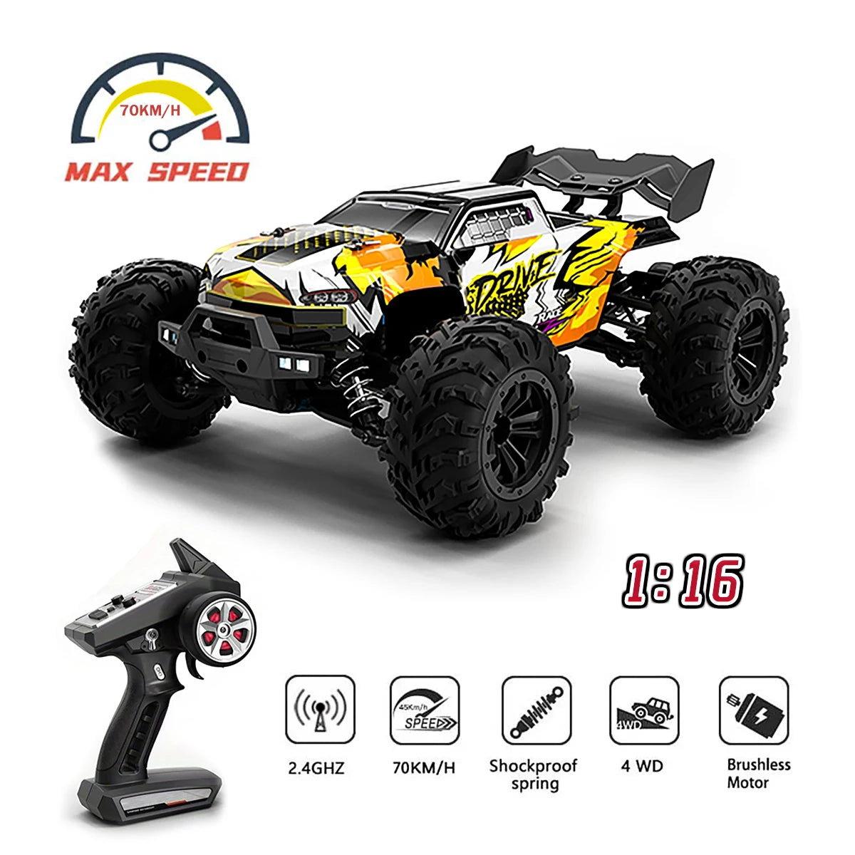 High-Speed 1:16 Brushless RC Off-Road Car