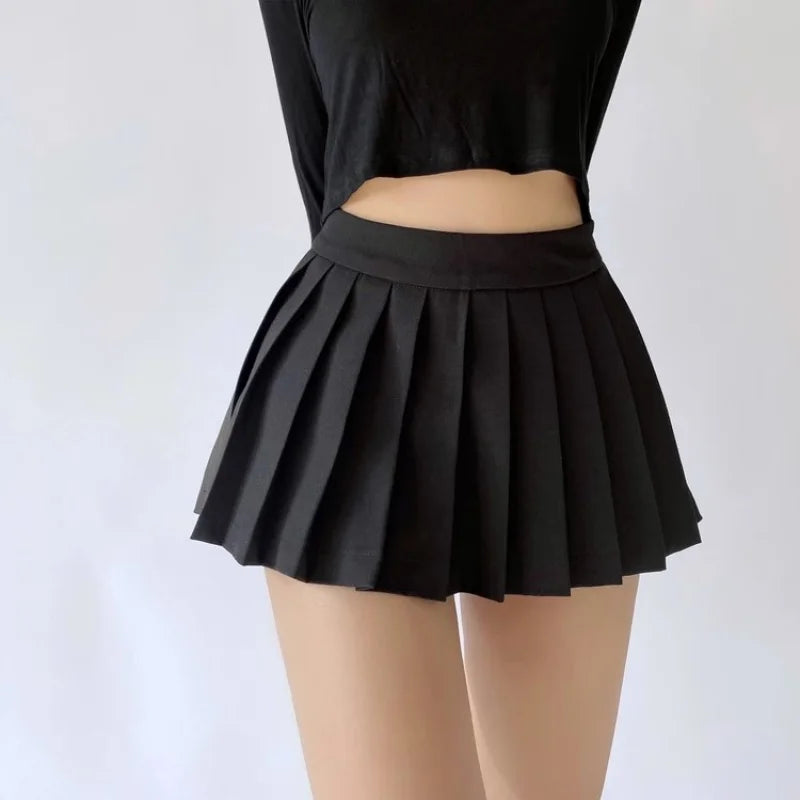 Summer High-Waist Pleated Mini Skirt
