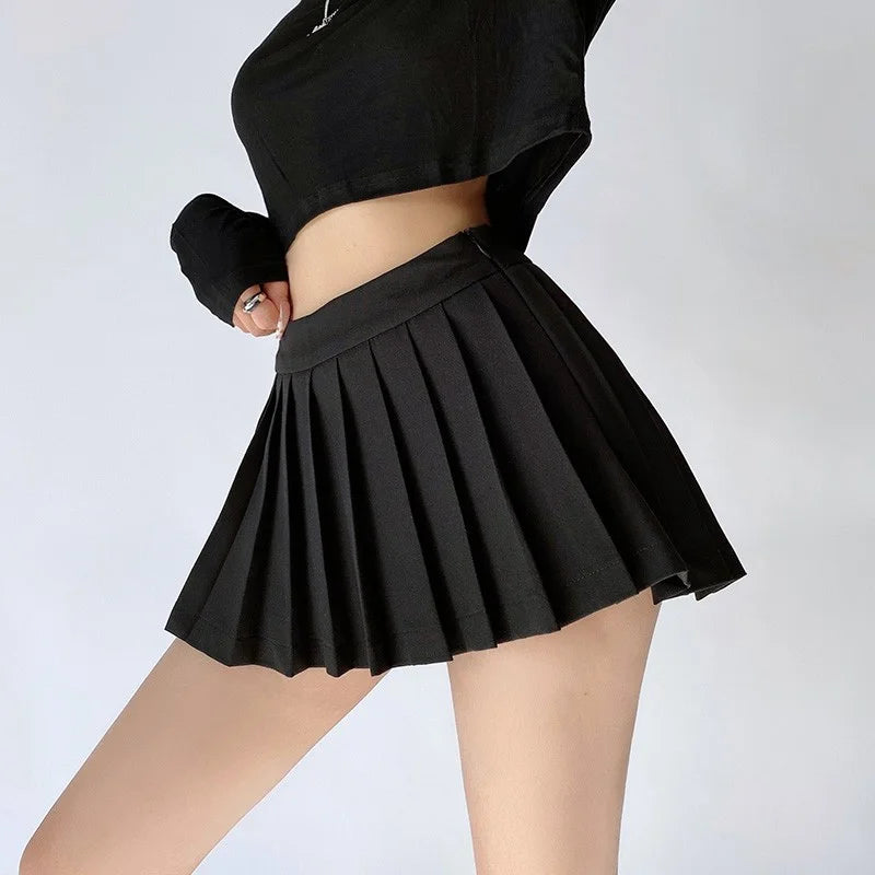 Summer High-Waist Pleated Mini Skirt
