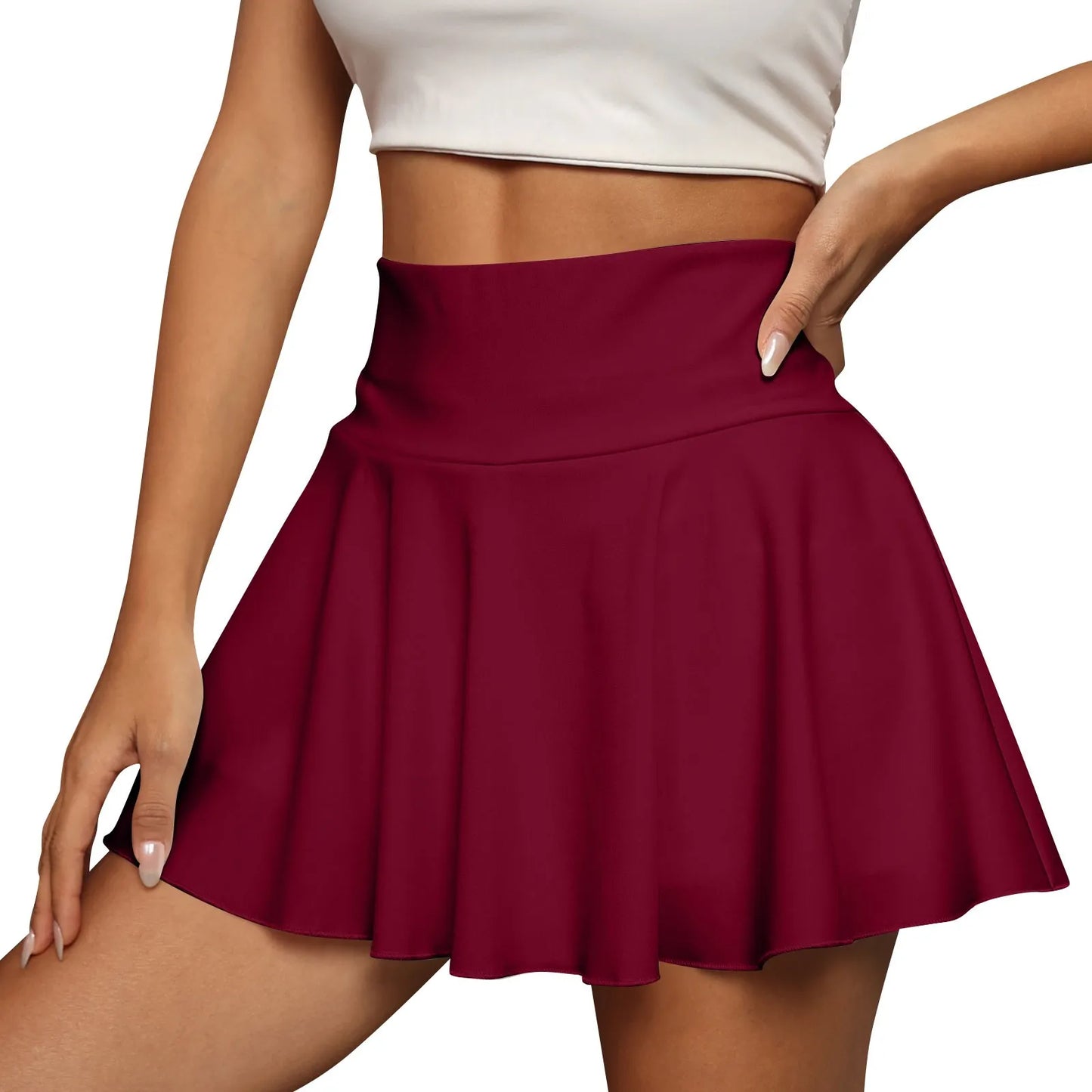 High-Waisted Pleated Summer Sports Skirt
