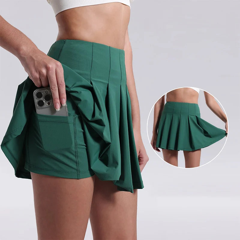 High Waist Tennis Skirt with Safe Hidden Pocket