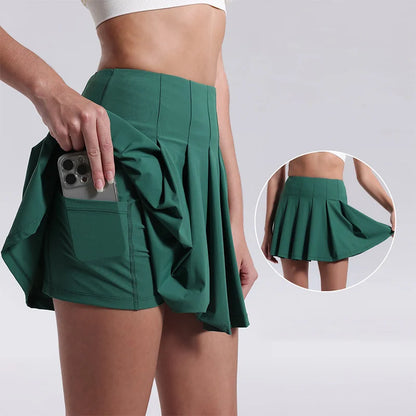 High Waist Tennis Skirt with Safe Hidden Pocket