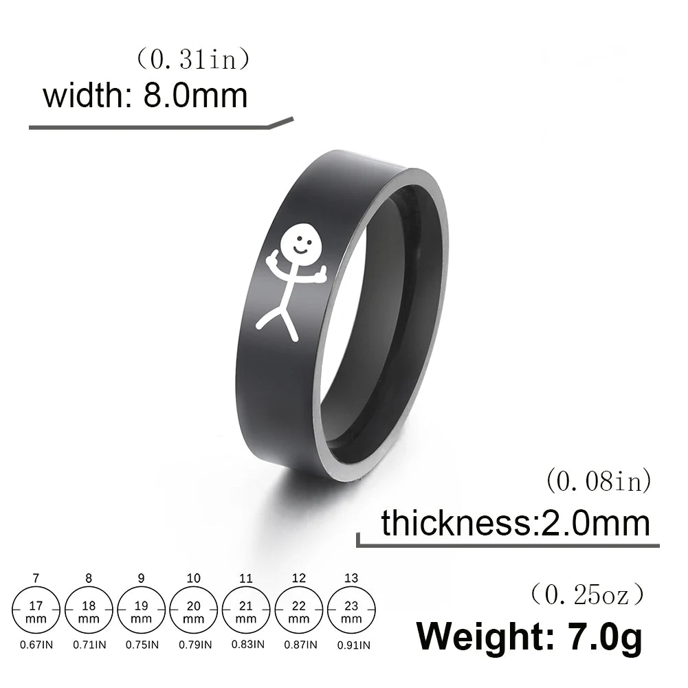 Hip Hop Middle Finger Stickman Couple Rings