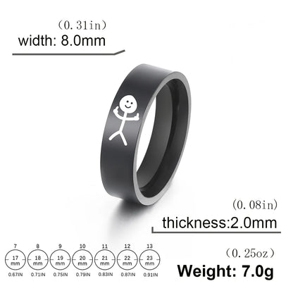 Hip Hop Middle Finger Stickman Couple Rings