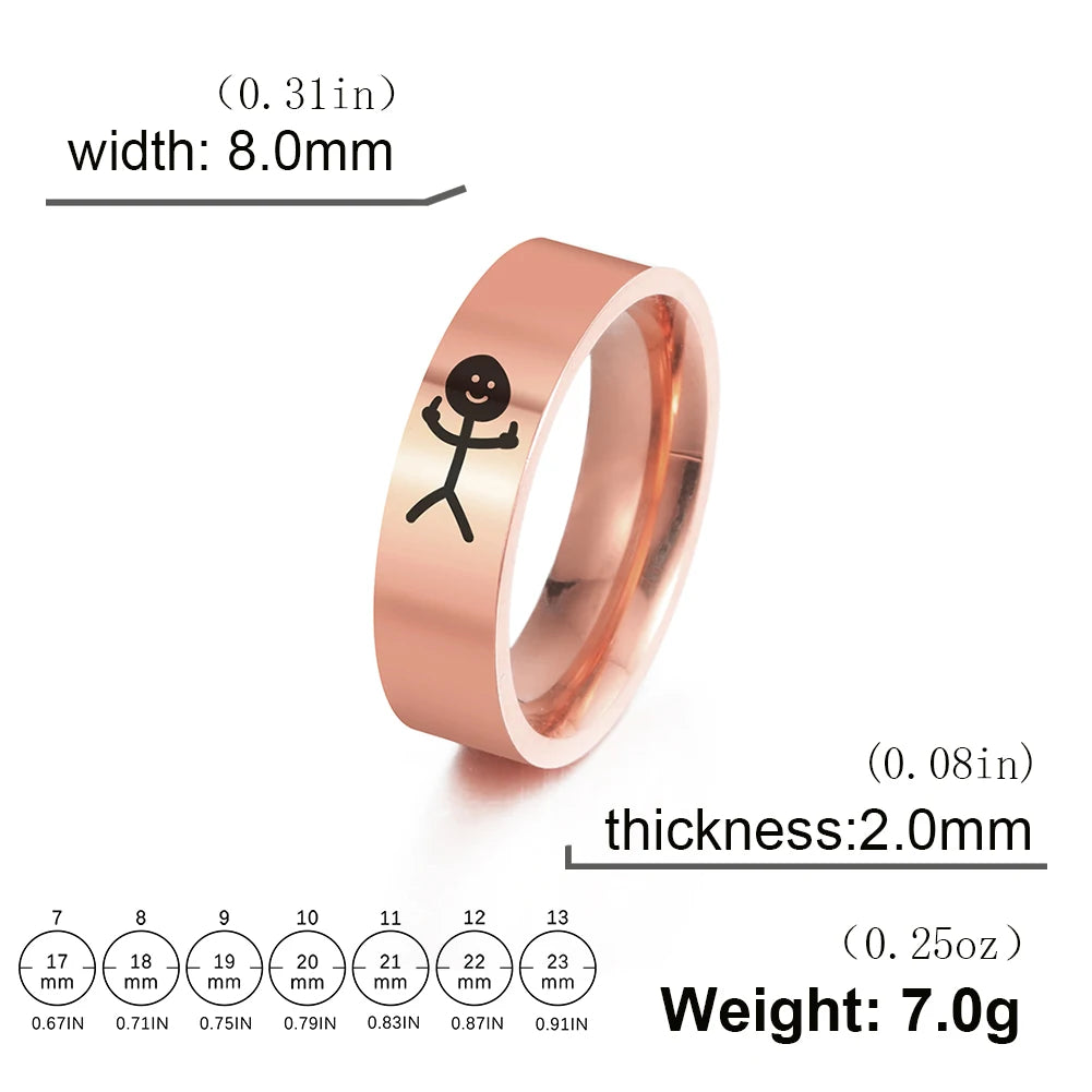 Hip Hop Middle Finger Stickman Couple Rings