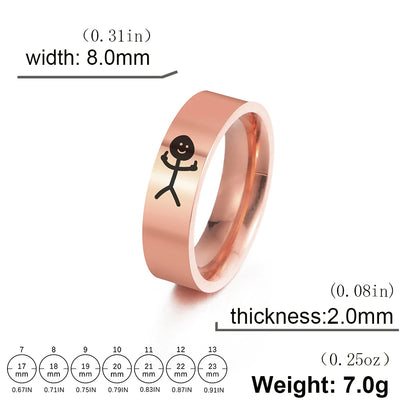 Hip Hop Middle Finger Stickman Couple Rings