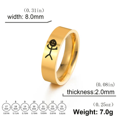 Hip Hop Middle Finger Stickman Couple Rings