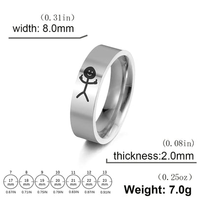 Hip Hop Middle Finger Stickman Couple Rings