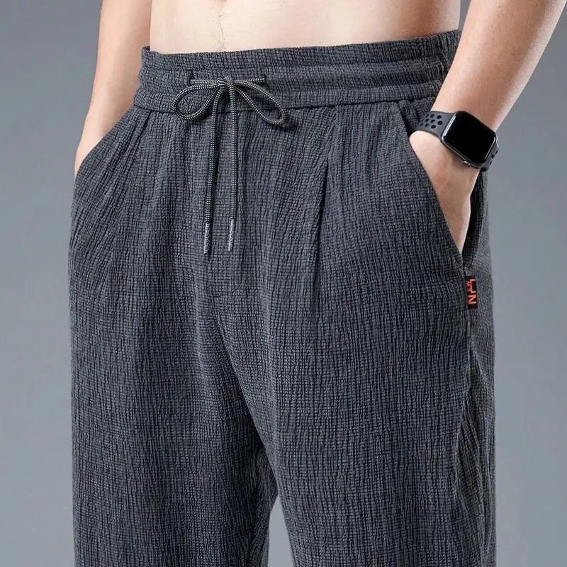 Ice Silk Linen Wide-Leg Sport Pants
