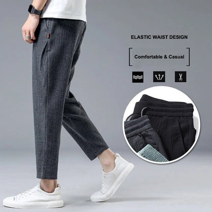 Ice Silk Linen Wide-Leg Sport Pants
