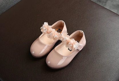Toddler Infant Lace Crystal Bright Princess Leather shoes
