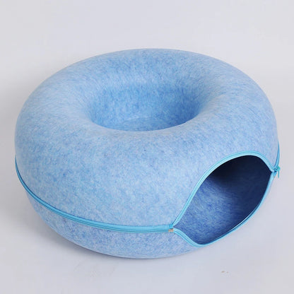 Interactive Dual Use Exercising Cat Doughnut Tunnel Bed