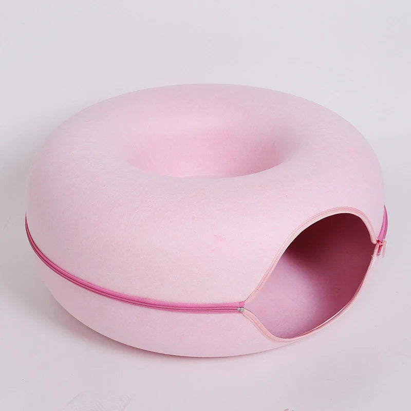Interactive Dual Use Exercising Cat Doughnut Tunnel Bed