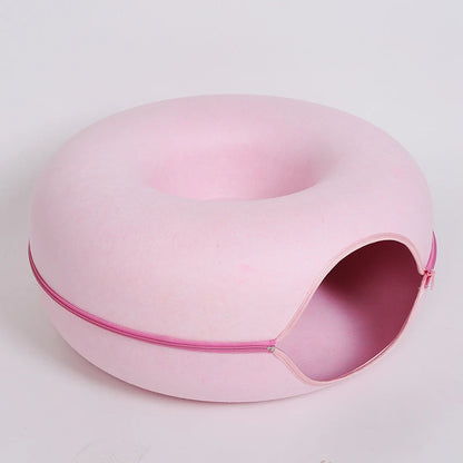 Interactive Dual Use Exercising Cat Doughnut Tunnel Bed