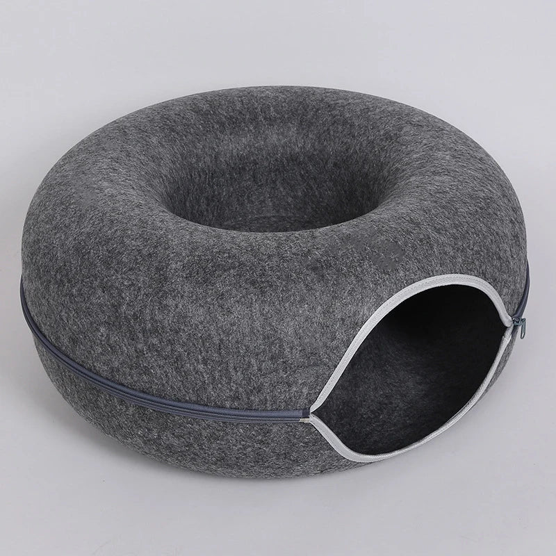 Interactive Exercising Cat Doughnut Tunnel Bed