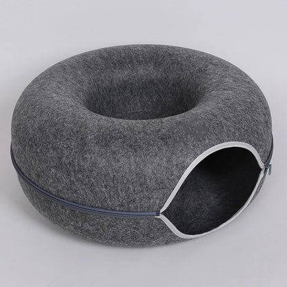 Interactive Exercising Cat Doughnut Tunnel Bed