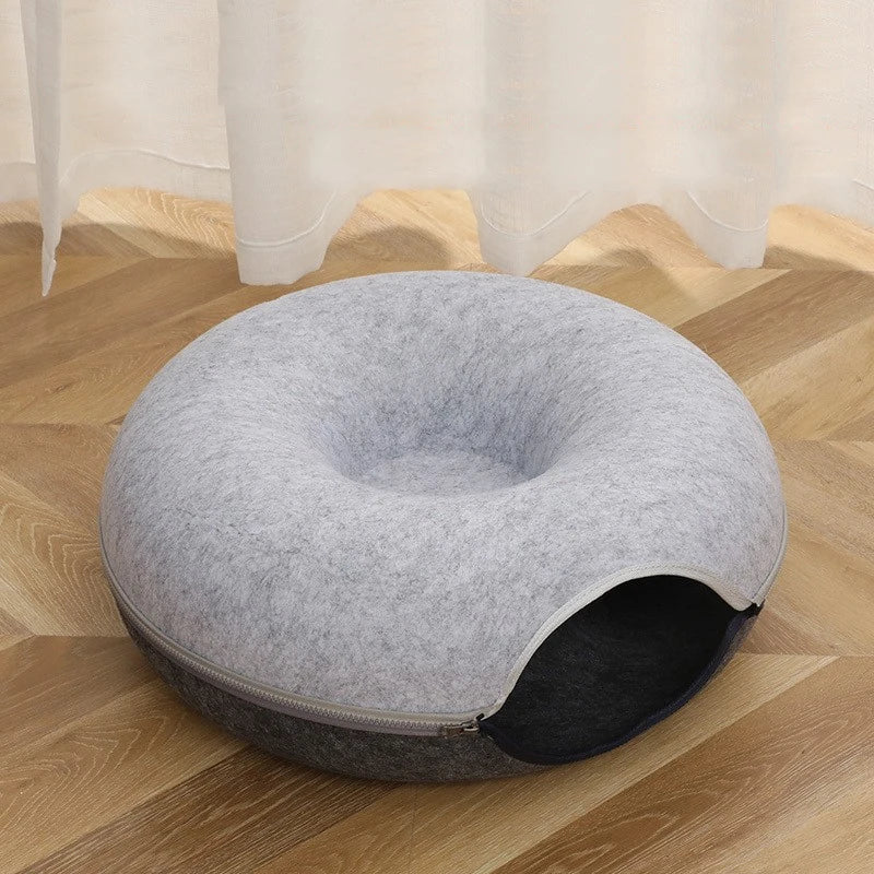 Interactive Exercising Cat Doughnut Tunnel Bed