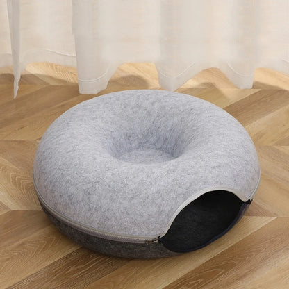 Interactive Exercising Cat Doughnut Tunnel Bed