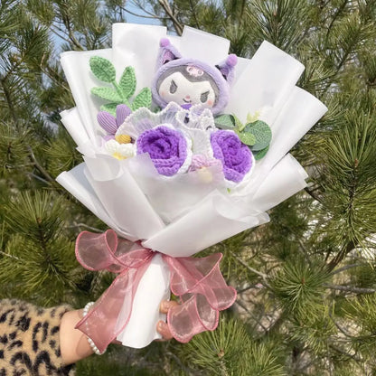 Kawaii Hello Kitty Cat Dolls with Flowers - Sanrio Bouquet Gift
