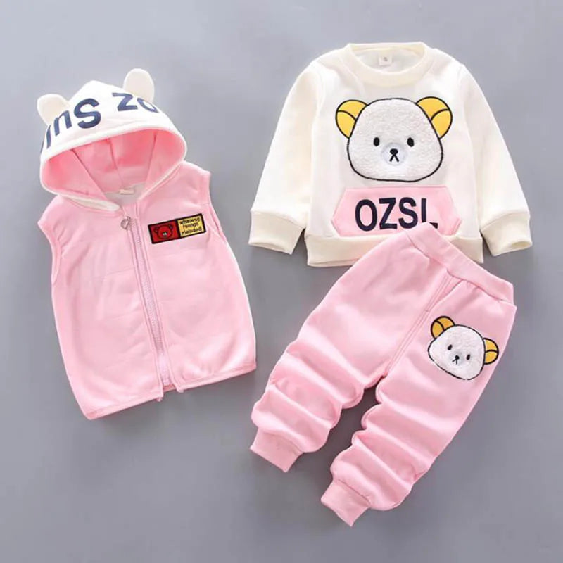 Winter-Flanell-Bär-Hoodie-Set für Kinder