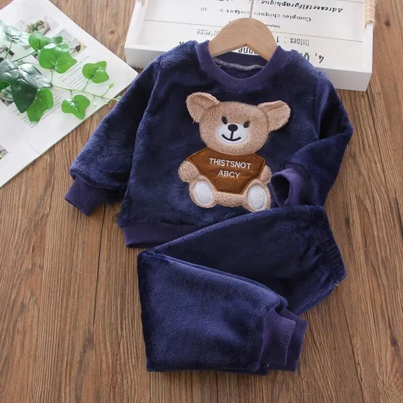 Kids Warm Fleece Hoodie Pants 3PCS Set