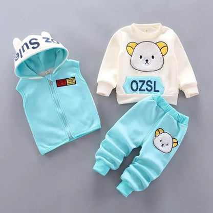 Kids Warm Fleece Hoodie Pants 3PCS Set