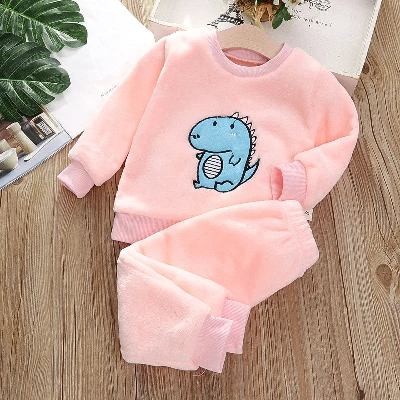 Kids Warm Fleece Pajamas Sleepwear Se