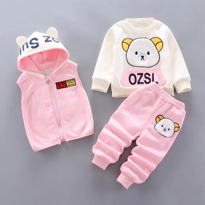 Kids Warm Fleece Hoodie Pants 3PCS Set