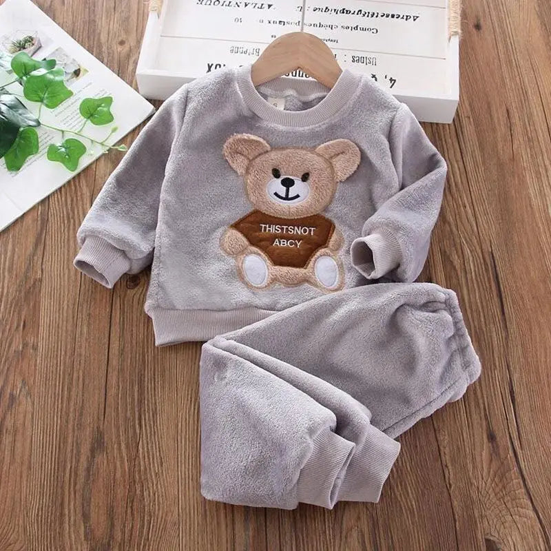 Kids Warm Fleece Hoodie Pants 3PCS Set